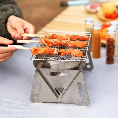 Přenosný gril na dřevěné uhlí z nerezové oceli BBQ vařič pro venkovní kempování Piknik Turistika Skládací
