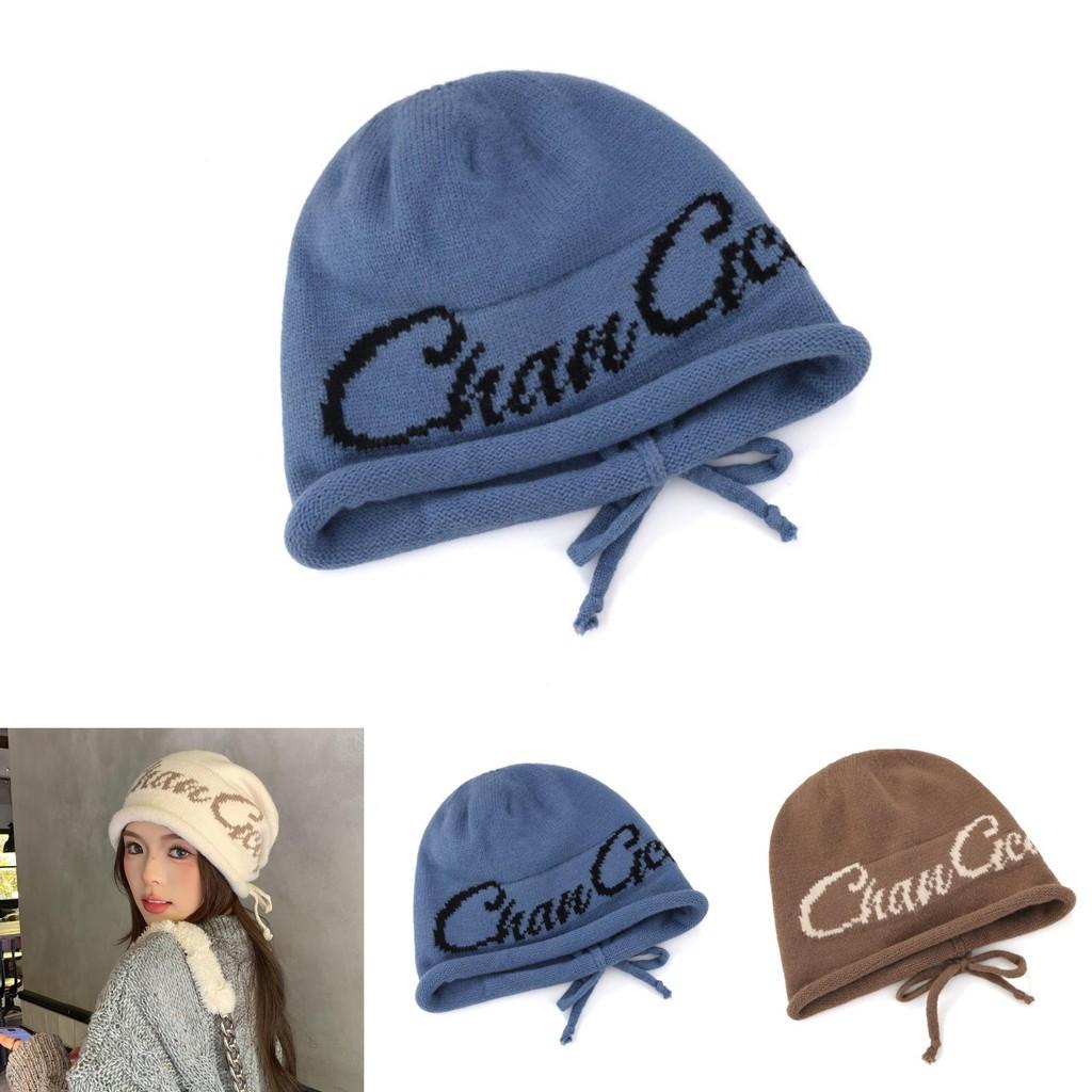 Acrylic Letter Beanie Knitted Cap For Women With Warmth And Windproof Functionality For Autumn And Winter Comfort