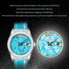START-Turquoise Men's Watch Diamond Watch Week Function Automatic Mechanical Watch Butterfly Buckle Alligator Leather Strap