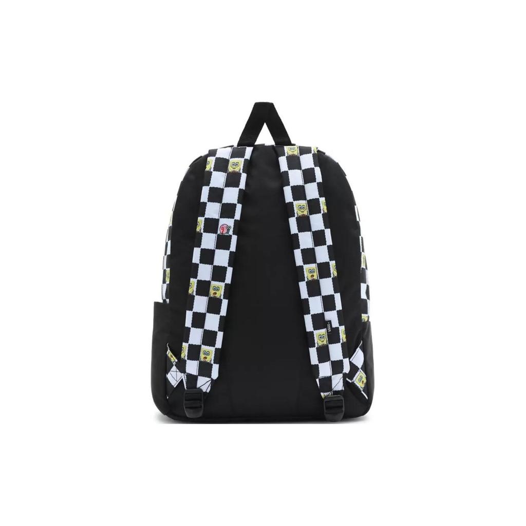 Vans X SpongeBob Collaboration Full Print Black And White Checkerboard Large Capacity Couple Student Polyester Backpack Unisex Backpack VN0A5KHQQ7Y