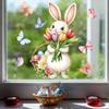 2026 Frühling Osterhase & Blume Statische Aufkleber für Fensterdekoration