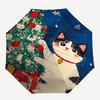 1pc Christmas Cat Automatic Folding Umbrella, Festive Gift for Fans, Travelers & Daily Use, Portable 3-Fold Design with Iron Frame.X049