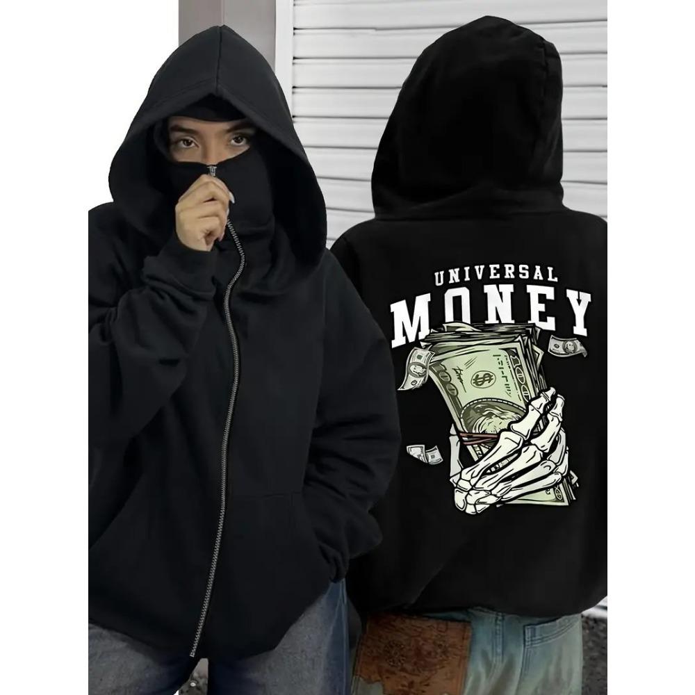 Shanglian Zippered Sweatshirt Hoodie Coat Unisex Spring Autumn Winter Fleece Double Hat Sweatshirt for Men