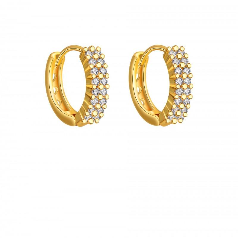 Minimalist Geometric Stud Earrings Women Gold Tone Zirconia Crystal Dainty Elegant Ear Jewelry Gold Stud Earring