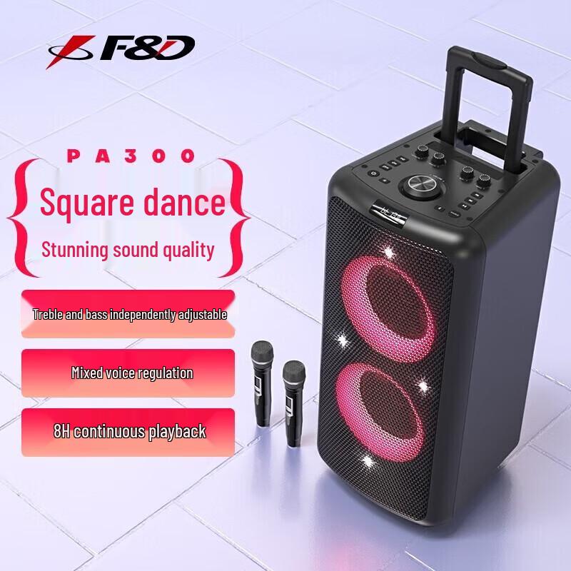 

F&D PA300 Portable Outdoor Bluetooth Speaker with Dual U-Microphones