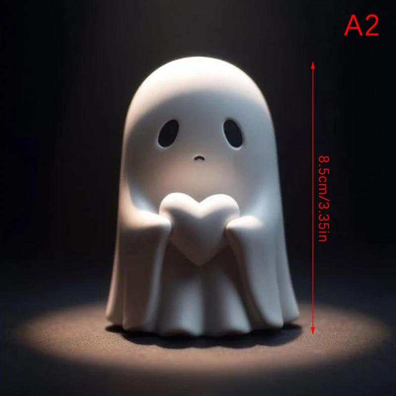 Cute ghost statue of middle finger, scary ghost figurines, holiday home decorations, tea table ornaments shelf.