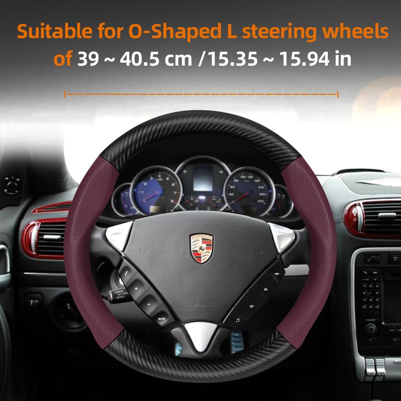 Suitable for Porsche Perforated Leather Matte Carbon Fiber Texture Steering Wheel Cover Cayenne Macan 911 Panamera 718 Taycan