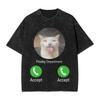 Freaky Department Funny Cat Meme Washed T Shirts Streetwear  Vintage TShirt  Tee Shirt Men Women 100 Cotton Harajuku Printed