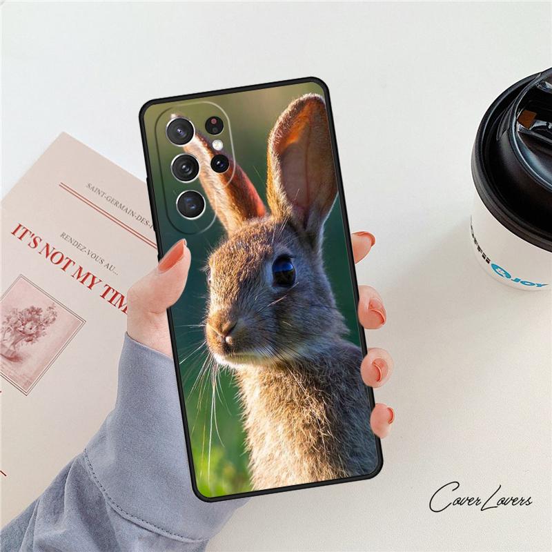 Bunny Rabbit Night Sky Moon Phone Case For Samsung Galaxy S24 S25 S23 S22 Ultra Note 10 20 Plus S20 S21 FE Cover