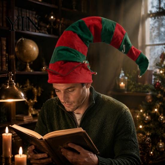 Weihnachtsparty-Dekorationen für Erwachsene, Elfen-Spitzhut, Gestreifter Hut mit Bommel oder Lustige Glöckchen, Cosplay für Erwachsene, Festliches Rot und Grün für die Feiertage