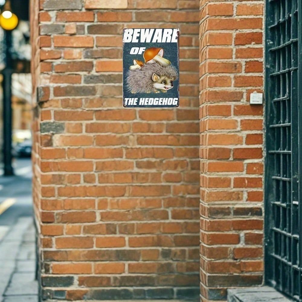 1pc Vintage Beware Of Hedgehog Humorous Tin Sign 8x12 Inch Unframed Wall Decor