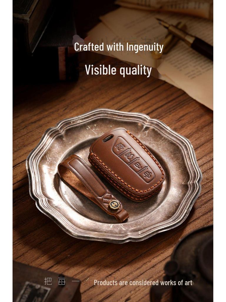 Moderne IX45 Handgefertigte Schlüsselhülle aus Rindsleder - Kreative Schutzhülle mit Schnalle