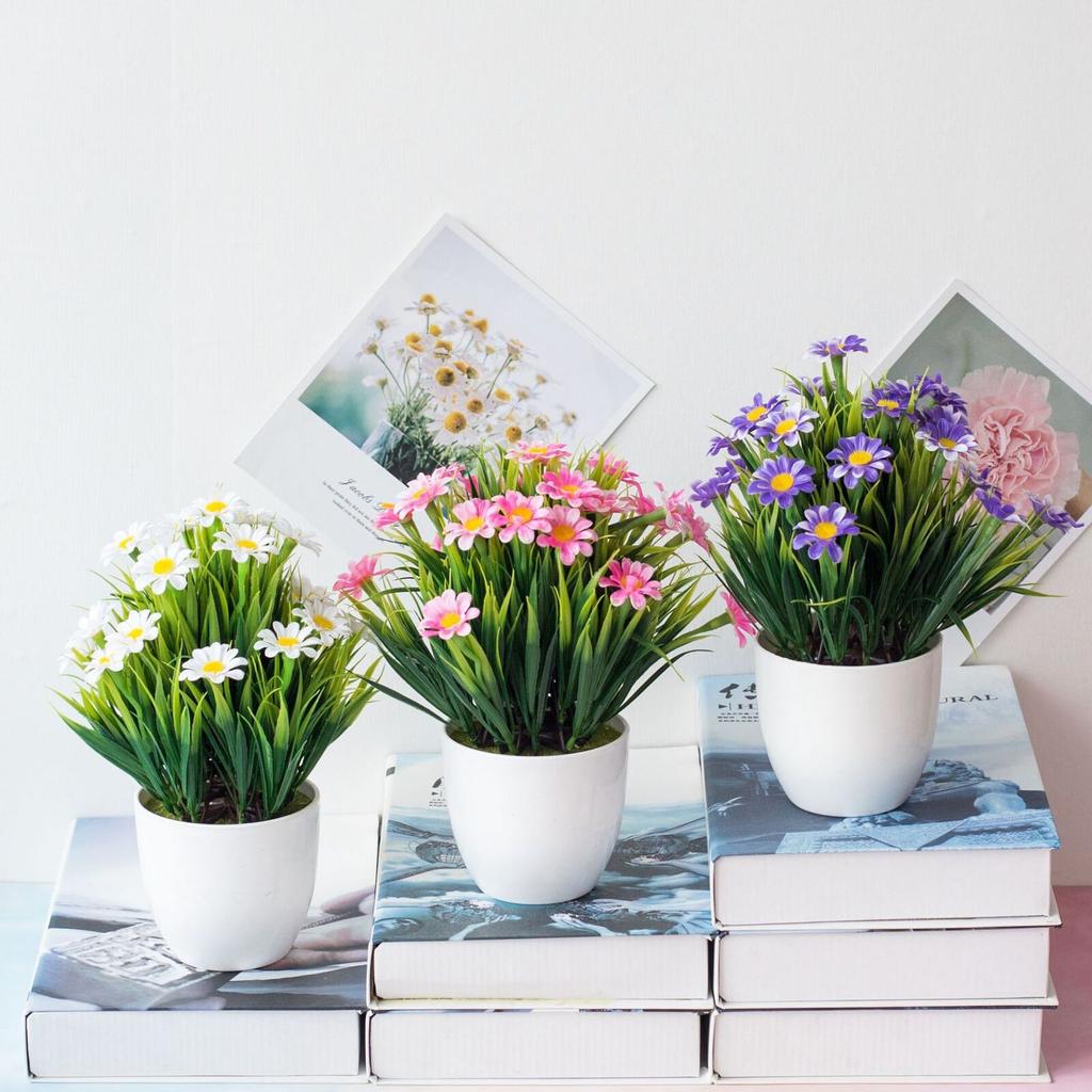 Spring Grass Chrysanthemum Artificial Flower Potted Set Home Simulation Green Plant Decoration Ornaments