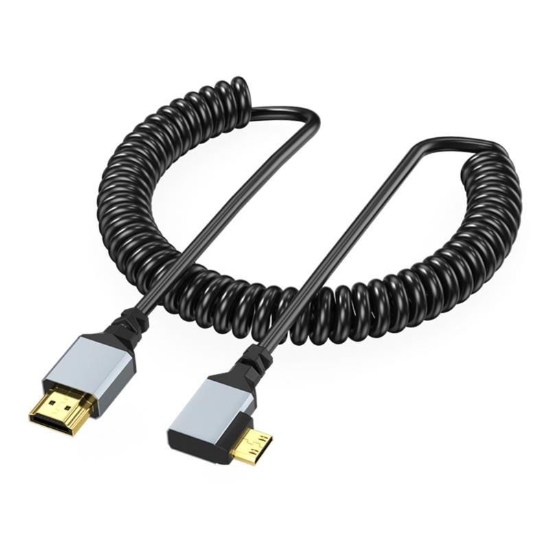 

4K Mini Video Cable Male to Male Coiled Line 4K60Hz 90 Degree Option for GPU Cards Laptops Tablets 50-200CM Retractable 1