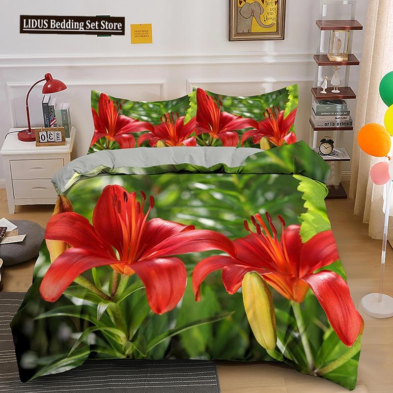 3D Flowers Bedding Set Twin Full King Queen Size Comforter Set For Kids Girl Bedroom Decoration Polyester Duvet Cover Set King