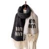 2024 Solid Color Wool Letter Scarf for Couples: Warm Autumn/Winter Tassel Design for Men & Women