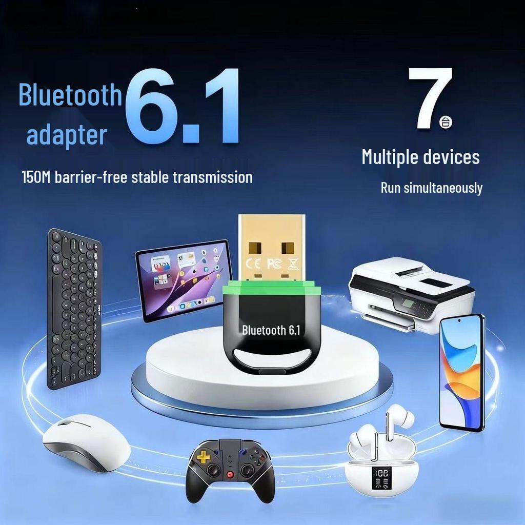 6.1 Bluetooth Adapter - USB Wireless Transmitter & Receiver for Speakers and Headphones, Driver-Free.