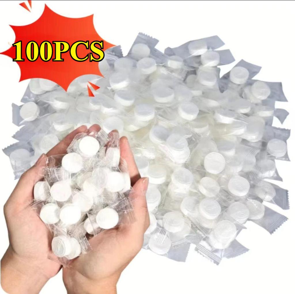 100pcs Portable Compressed Towel Disposable Face Cleaning Soft Compressed Hand Wipe Towel Non-Woven Makeup Wipes