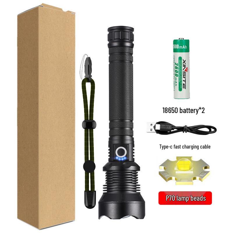 XHPp50 Aluminum Alloy Waterproof Flashlight with Telescopic Zoom & USB Charging