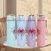 1PC Red Spider Web Abstract Print 750ml Color Plastic Sports Water Bottle Leakproof Flip Straw Lid Suitable for Sports Office Home Use