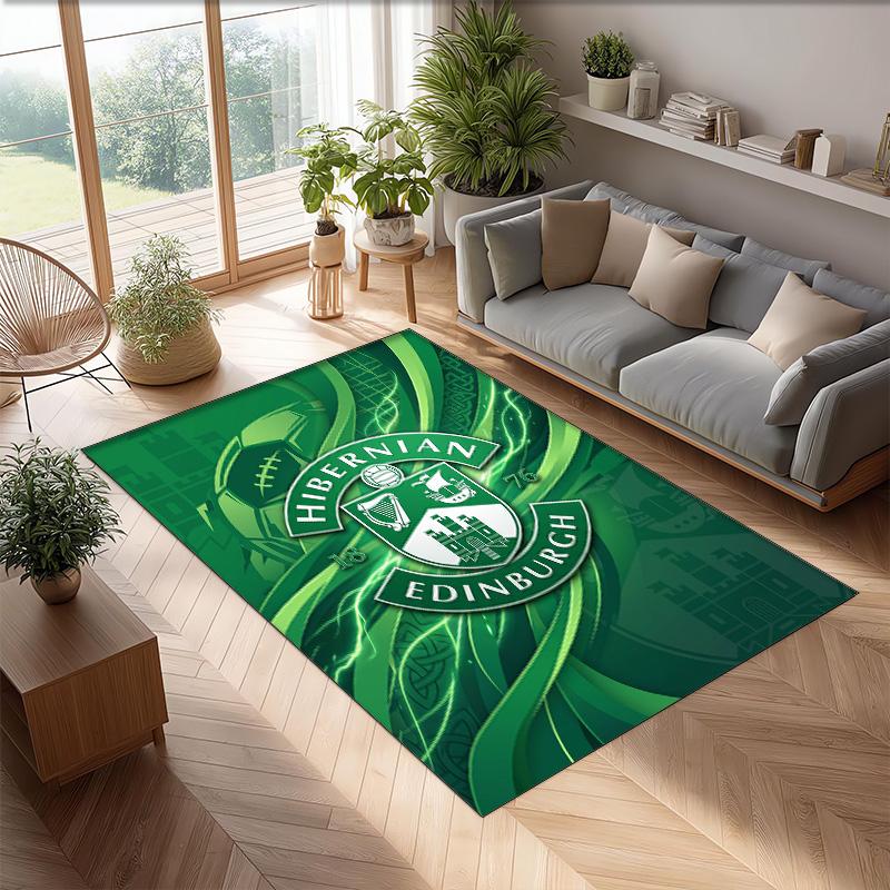 Hibernian FC Fußballmuster Weicher Teppich Rutschfeste Indoor-Bodenmatte Sportdekorationsmatte für Schlafzimmer
