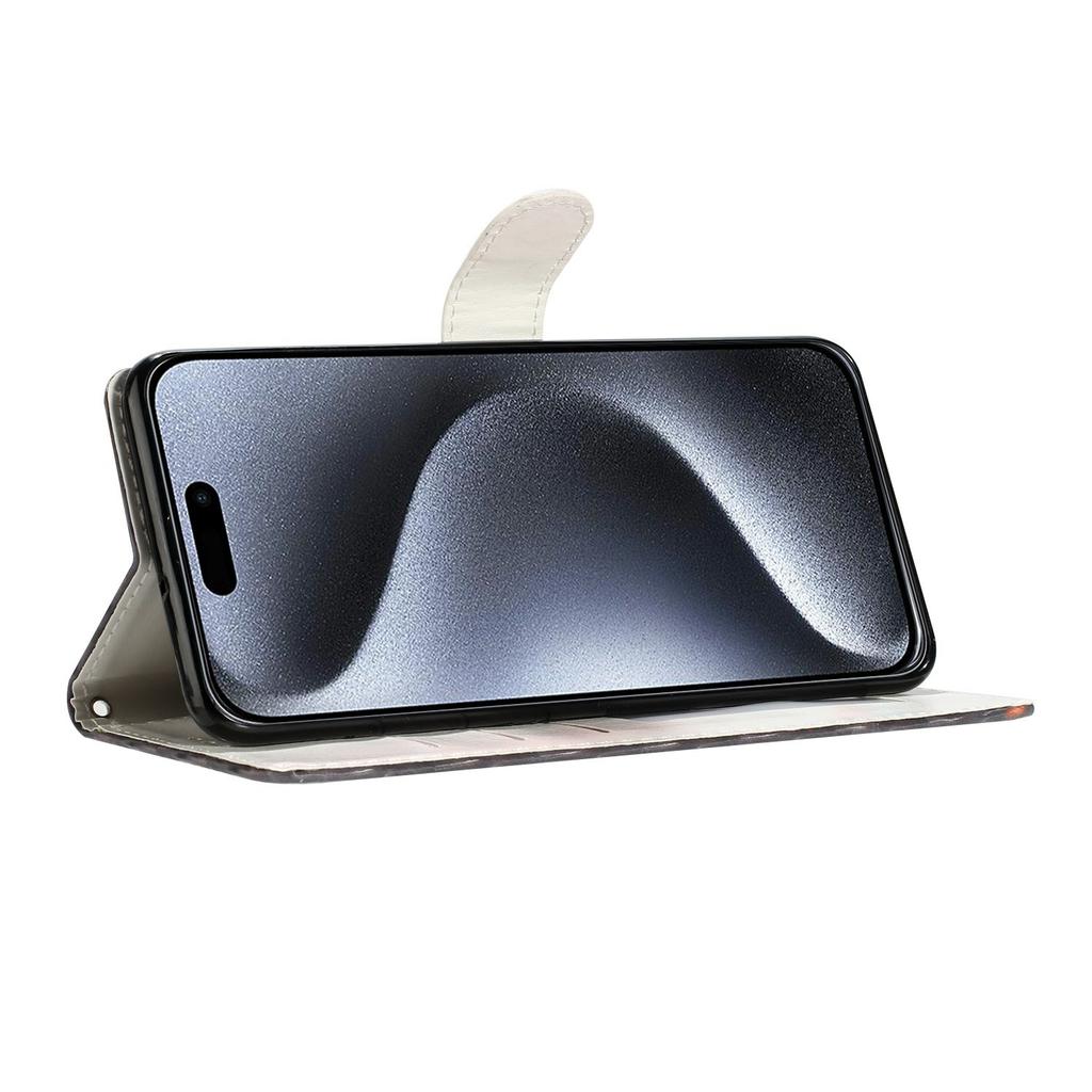 Für iPhone 17 Pro Max Brieftasche Hülle PU Leder Musterdruck Ständer Handyhülle mit Riemen