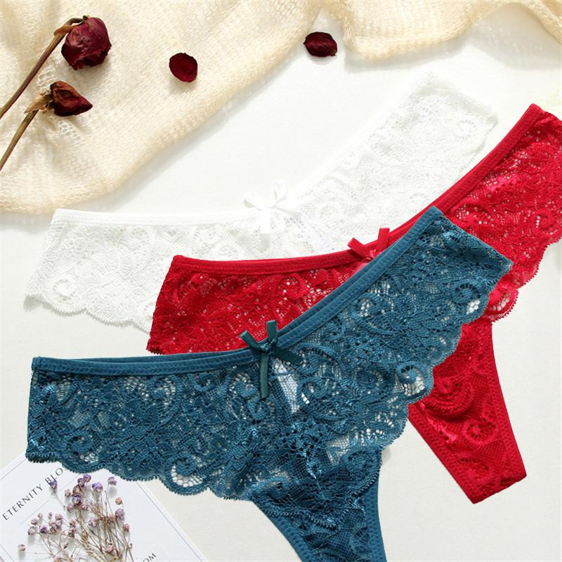 3ks/ šarže Sexy krajkové spodní prádlo pro dámské T kalhotky krajka s nízkým pasem bezešvá velká tanga