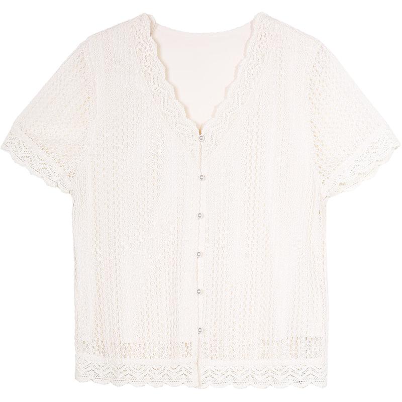 Betu Women s V-Neck Lace Short-Sleeve Top XS