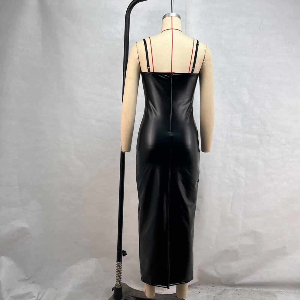 Women's Autumn and Winter Sexy Waisted Tight Split Package Hip Camisole Dresses