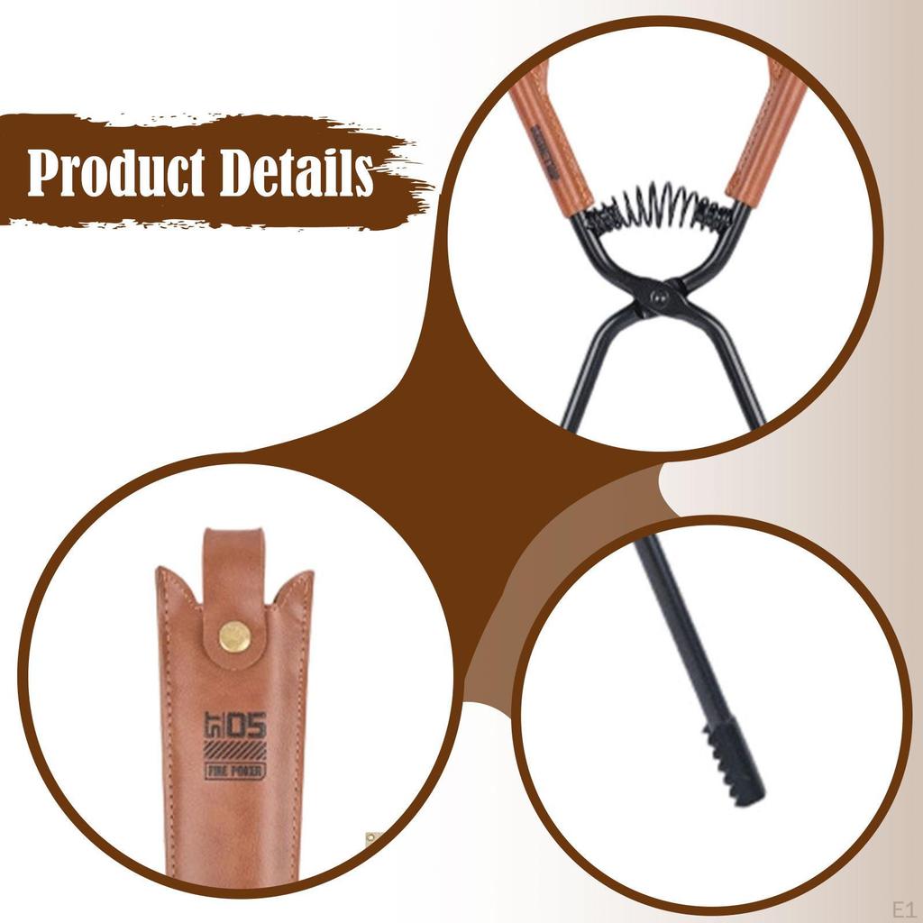 Fire Tongs Portable Carbon Steel Fireplace for Hiking Barbecue S