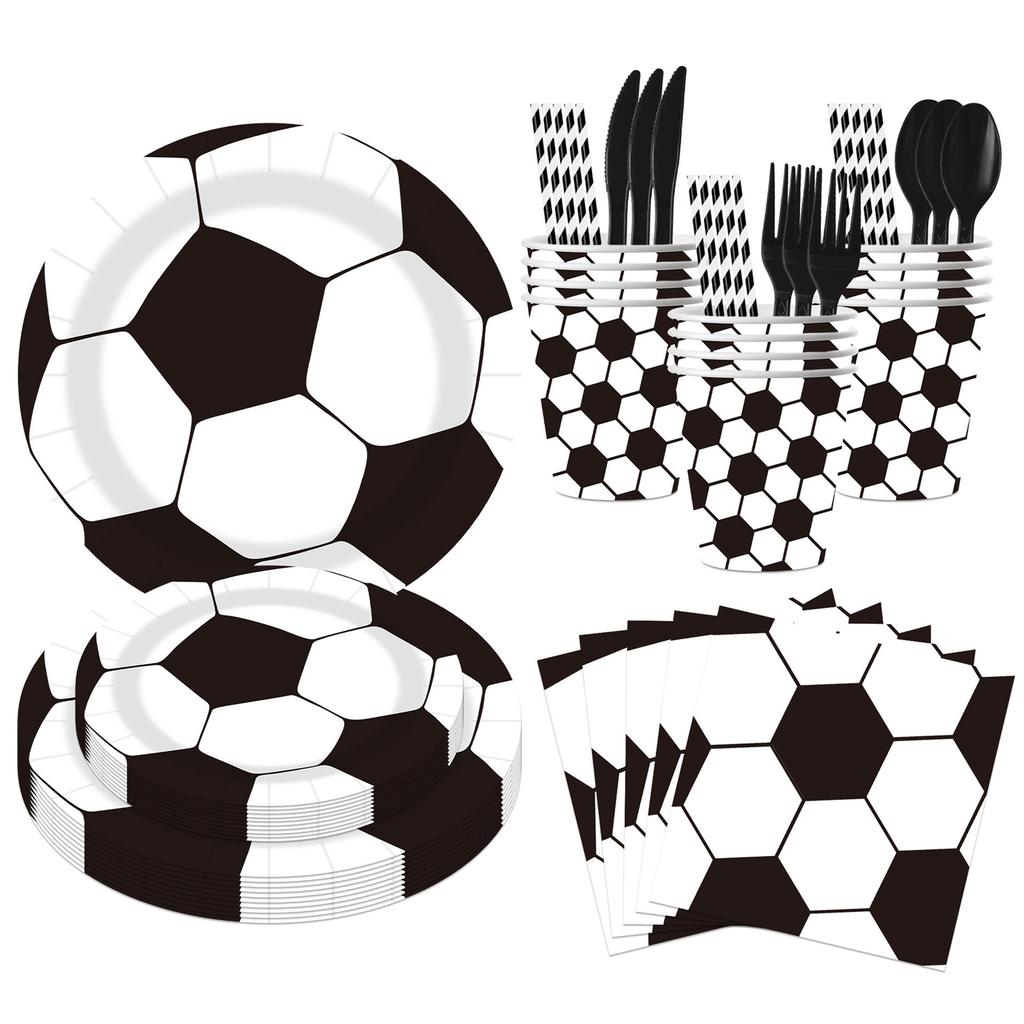 Soccer-Themed World Cup Party Decorations: Disposable Paper Plates, Cups, Napkins, and Tableware Sets