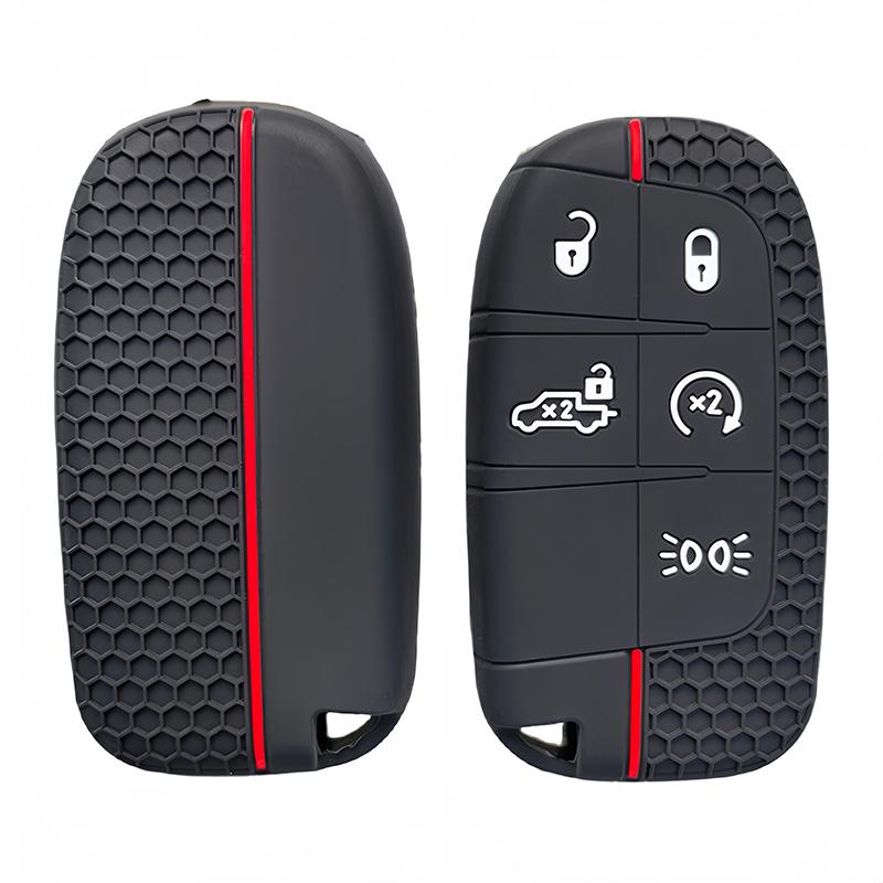 Silicone Key Cover Fob Holder For Jeep Cherokee Limited Grand Compass For Dodge Journey Hellcat For Chrysler 300C Ii