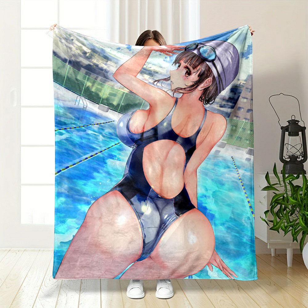 Anime Girl Poolside Blanket bedroom Blanket for Livingroom Couch lunch break Soft throw for Friend's festival Gift