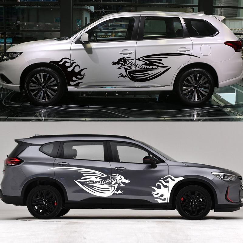 Fire Dragon Vinyl Car Decal Flame Self-Adhesive Sticker for Kia Sportage Ford Kuga Explorer Hyundai Tucson Toyota Land Cruiser
