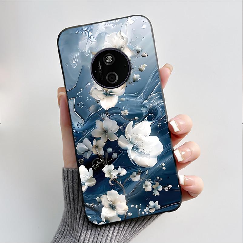 Printed Phone Case For Nokia 110 4G 2024/HMD 110 4G/Nokia 125 4G 2024 Soft Silicone Black Shell Cover Cute Flower Cartoon Casing