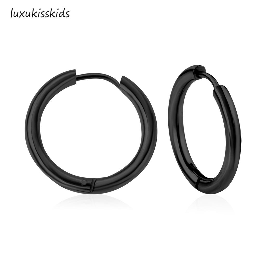 1 Pair of Classic Plain Circle Trend Hip Hop eEarrings Stainless Steel Men's Women's Simple Design Style Jewelry Does Not Fade