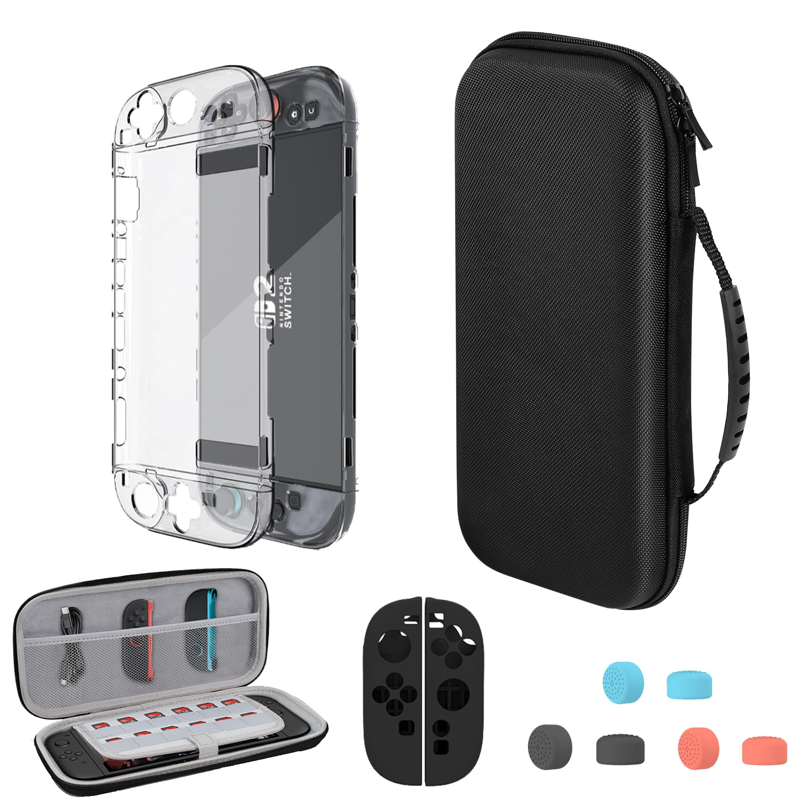 

TOMGDRACO 2025 Чехол для хранения Nintendo Switch 2 TPU Прозрачный Раздельный Чехол Силиконовая Накладка на Ручки Joycon Колпачок для Джойстика Сумка для Хранения Большой Вместимости Жесткий
