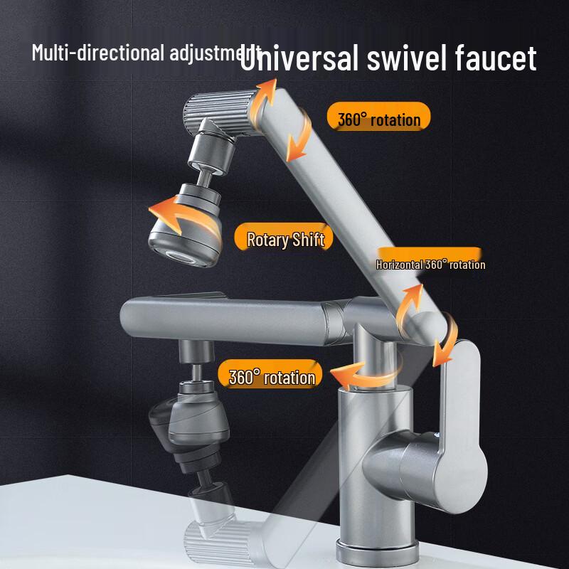 Stainless Steel Universal Swivel Basin Mixer Faucet