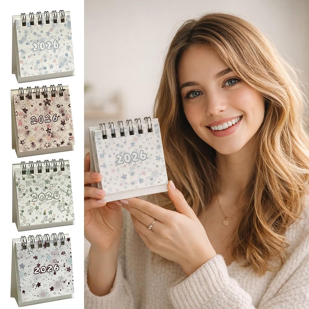 Mini 2026 Desk Calendar Stars Standing Calendar Cute Daily Planner  Office School Supplies
