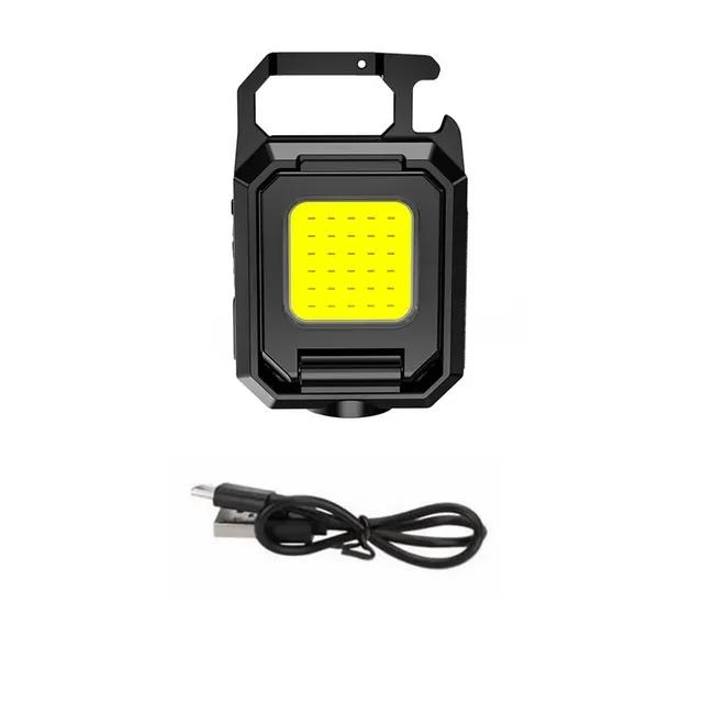 XPE Pocket Work Light 1000LM COB LED Mini Keychain Light USB Rechargeable Flashlight IPX4 Waterproof for Outdoor Camping Hiking