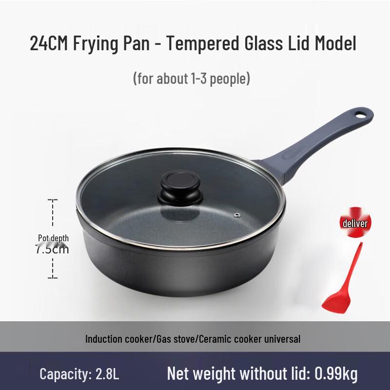 Xiaocaiya 24cm Non-Stick Deep Frying Pan