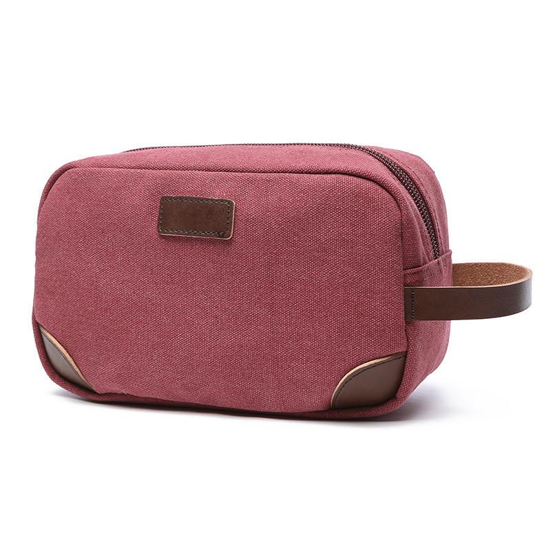 Korean Style Thick Casual Canvas Bag Solid Color Portable Coin Purse Unisex Storage Bag Makeup Bag