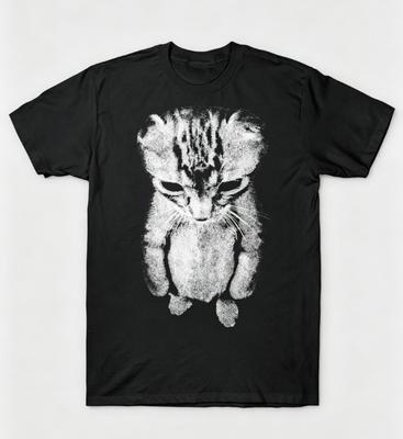 Sad Kitten Standing Cat Meme Graphic Tee Shirt