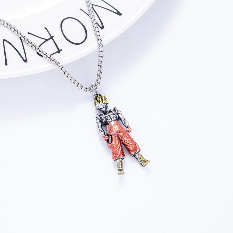 Dragon Ball Saiyan Double Layer Necklace - Trendy Punk Sweater Chain for Men & Women, Long Hip Hop Style, Versatile Student Accessory.