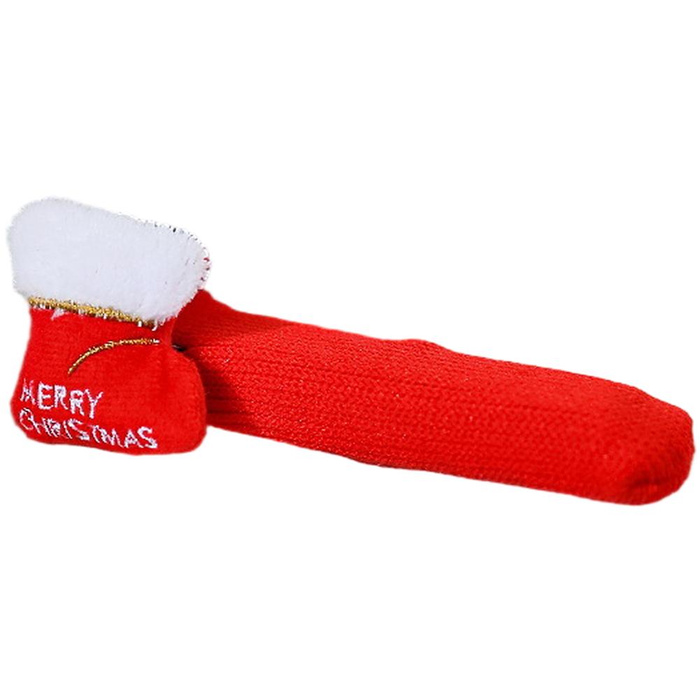 Santa Claus Reindeer Christmas Door Knob Cover Soft Cloth with Jingle Bell for Festive Holiday Room Decoration