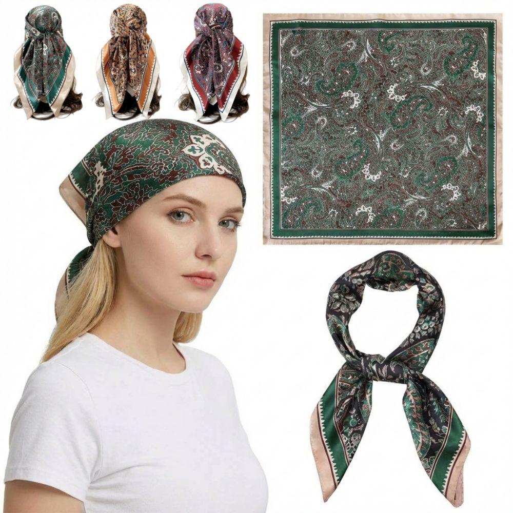 Cashew Flower Pattern Women's Headscarf Silky Smooth Middle East Shawl Arabic Square Scarf  Outdoor