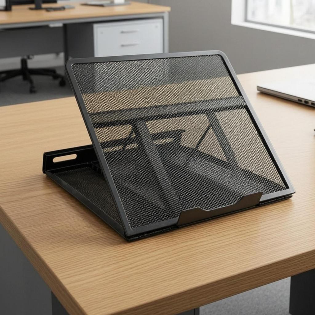 Metal Laptop Stand with Mesh Deck Foldable Height-Adjustable