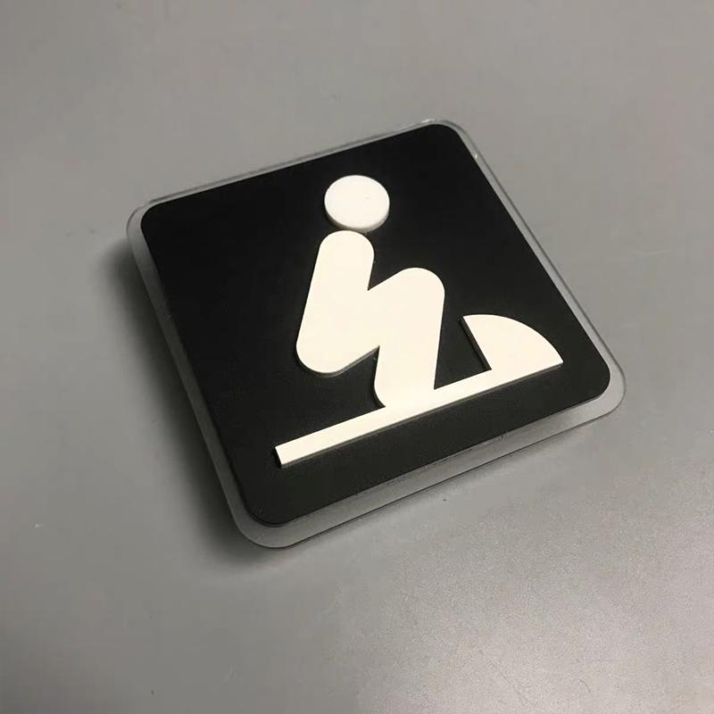 Black Toilet Sign Plate Acrylic  Wash RestrRoom Door Wall Label Sticker Wc Holder Signage Board Art Hotel Bathroom Decor