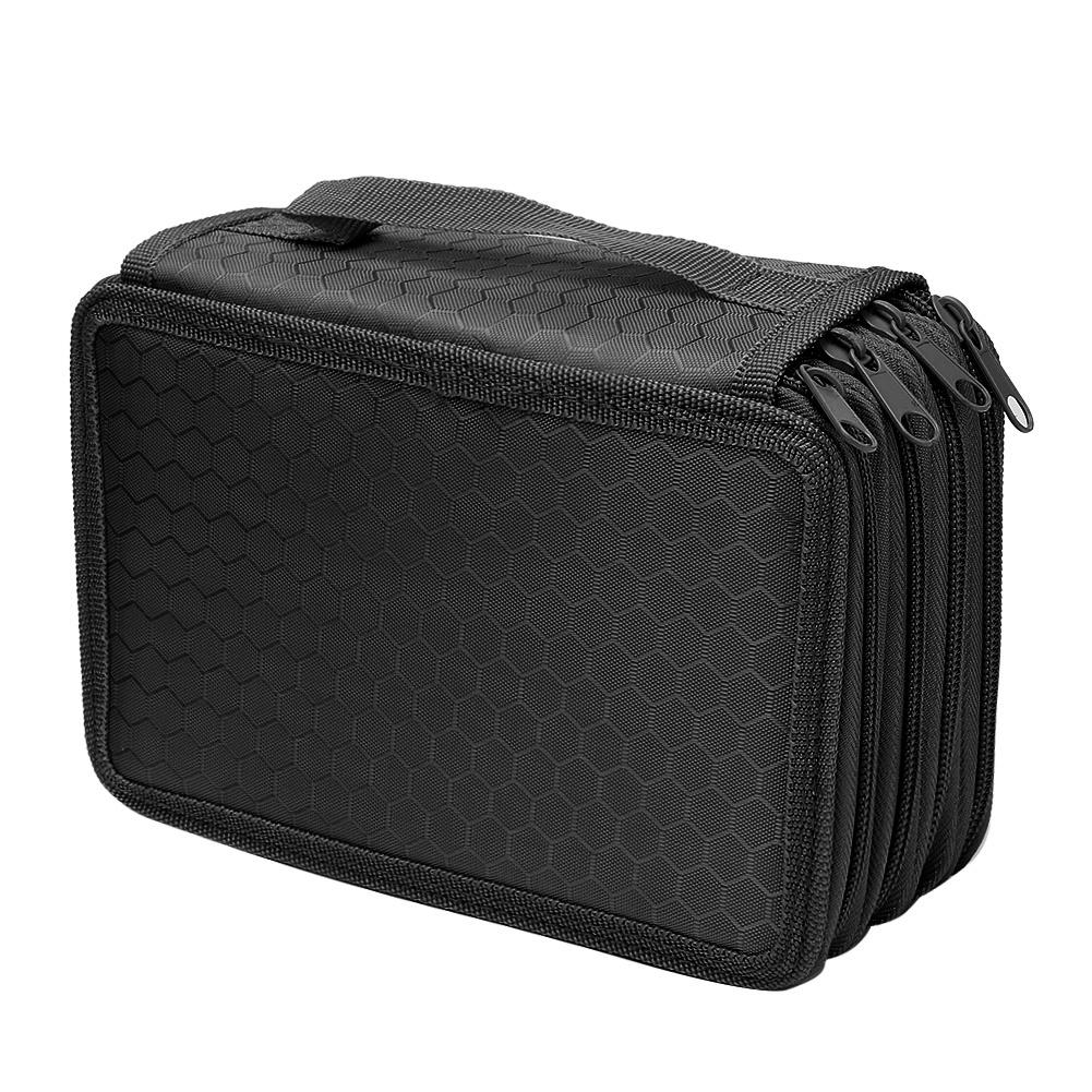 Square Four layer 72 Holes Sketch Art Drawing Pencil Case Organizer Pure Color Pen Bag