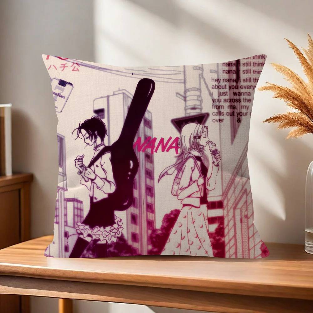 Classic Anime NANA Girl Pillow Covers Cartoon Sofa Decorative Home Doublesided Printing Short Plush Cute Cushion Cover